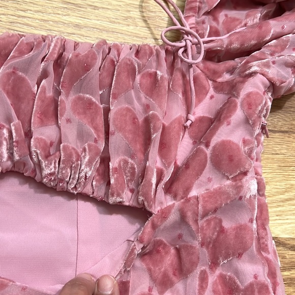 For Love Lemons Nikki Heart Burnout Cute Romantic Midi Dress size S - Picture 10 of 16